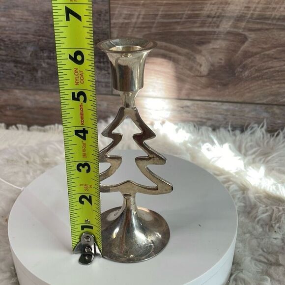 International Silver Co 3 Christmas Tree Silverplated Candlestick Holders Vtg - Picture 9 of 9